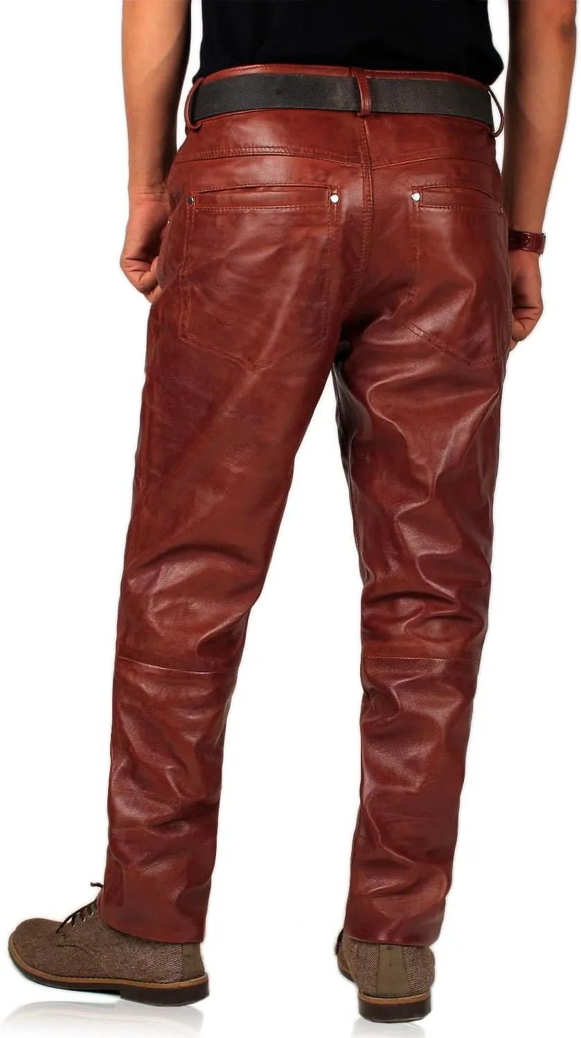 Laverapelle Men's Genuine Lambskin Leather Pants (Black, Leather Jeans) - 1804001