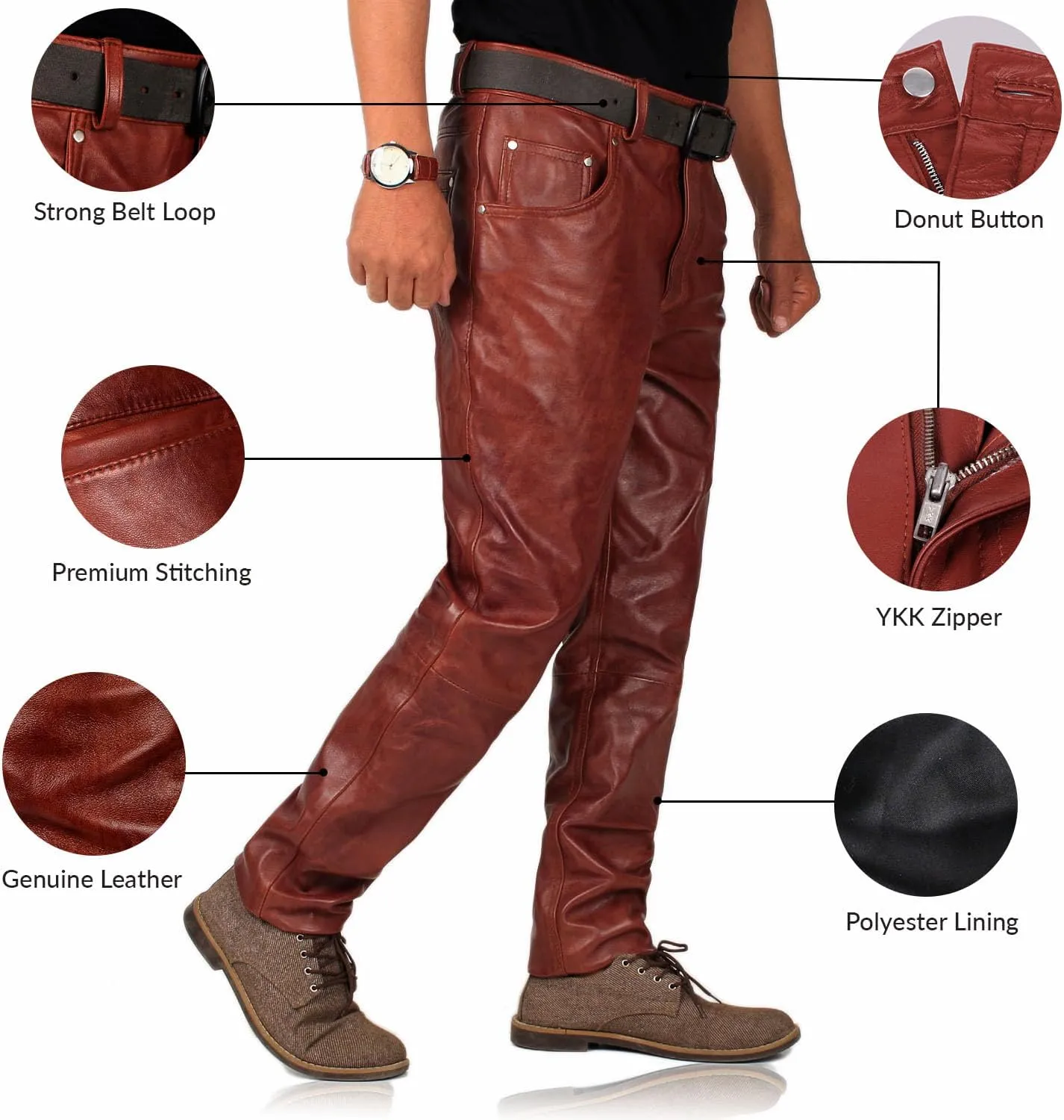 Laverapelle Men's Genuine Lambskin Leather Pants (Black, Leather Jeans) - 1804001
