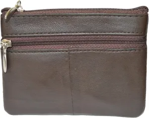 LB LEATHERBOSS Leather Coin Purse/Mini Wallet/Key Pouch - 2 Zippered Sections