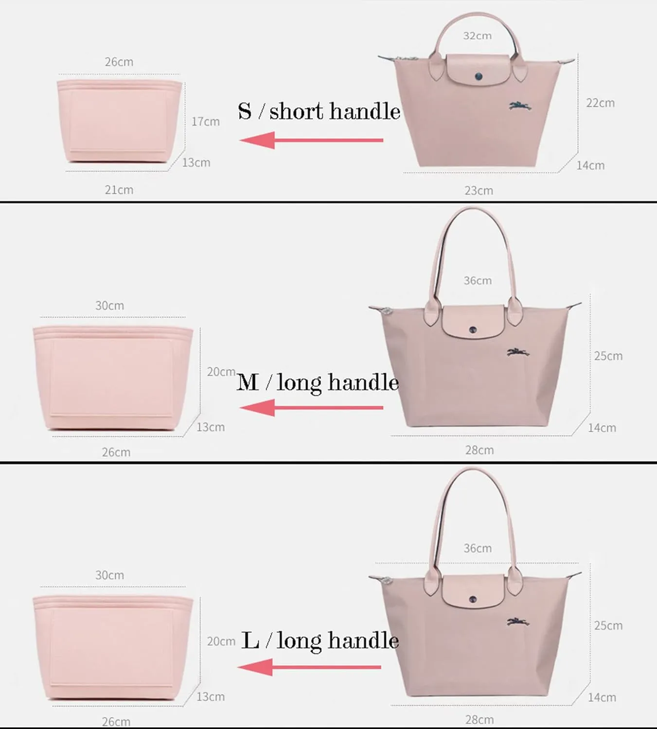 Lckaey Purse Organizer for le pliage organizer large Y012-darkgrey-L