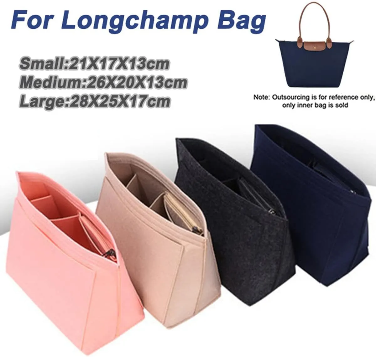 Lckaey Purse Organizer for le pliage organizer large Y012-darkgrey-L
