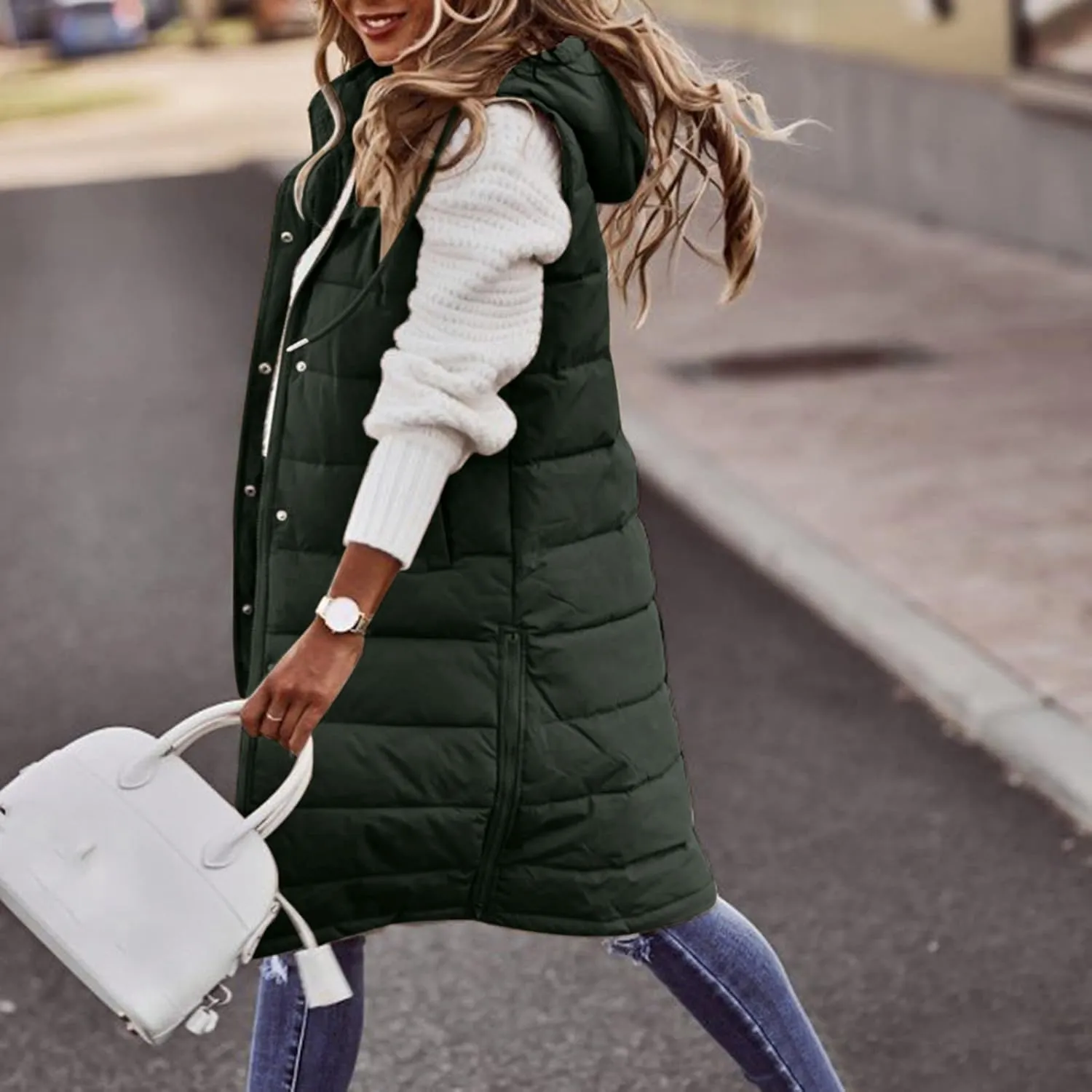 LCMTWX Womens Cardiagn Womens Winter Short Vest Lightweight Sleeveless Warm Jacket Down Vest Padded Vest Check Coat