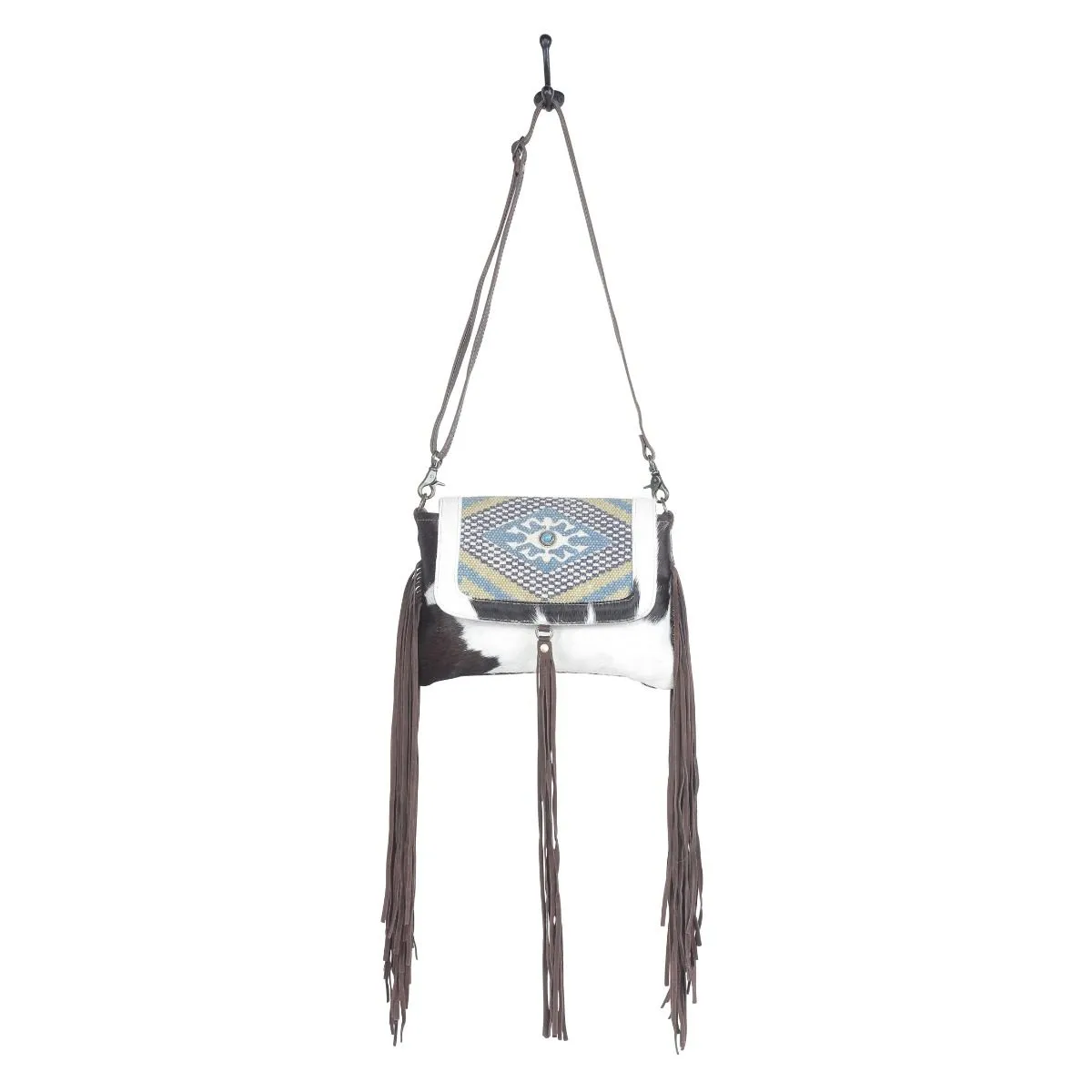 Leather & Canvas Crossbody-Myra Fringe