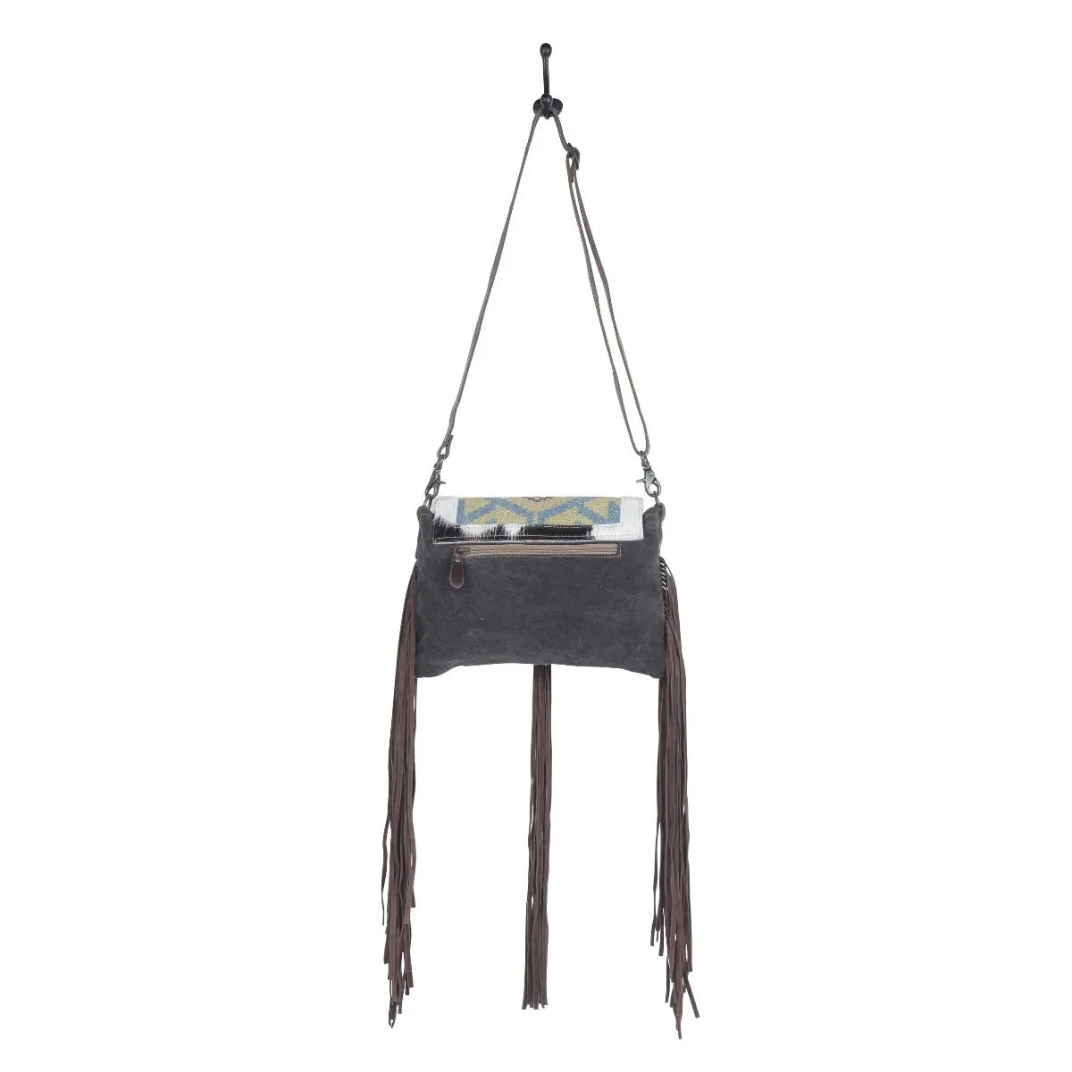 Leather & Canvas Crossbody-Myra Fringe