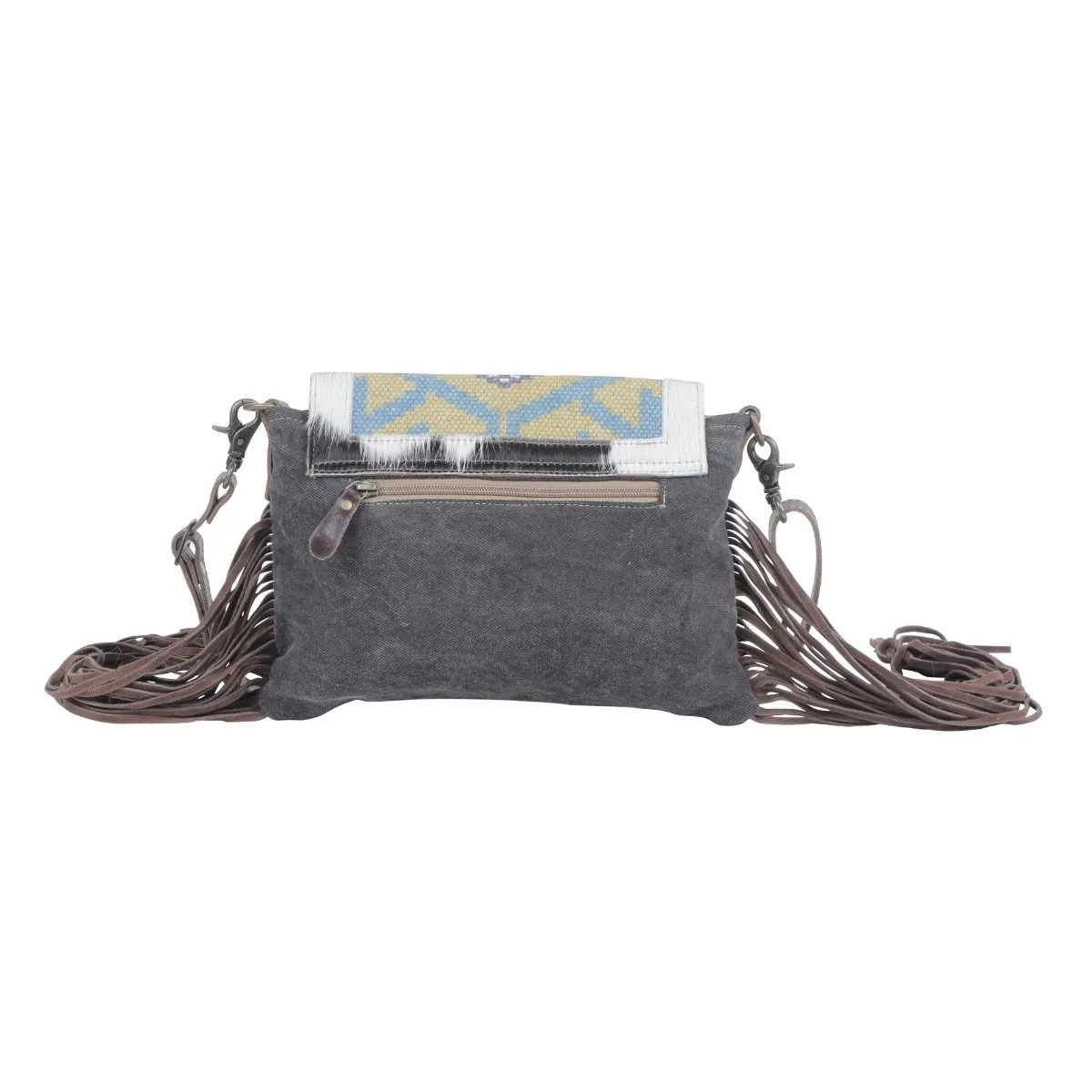 Leather & Canvas Crossbody-Myra Fringe