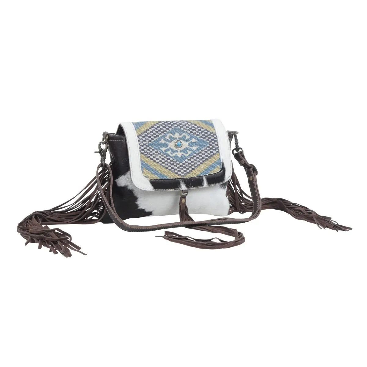 Leather & Canvas Crossbody-Myra Fringe