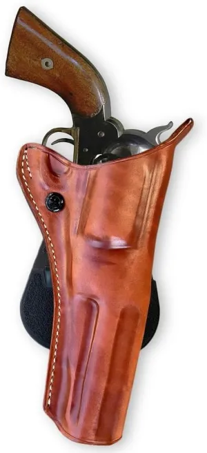Leather Paddle OWB Revolver Holster Open Top, Fits Pietta 1858, 44 Cal Remington Sheriff 5.5" Octagon Barrel Black Powder, R/H Draw, Brown Color #1579#