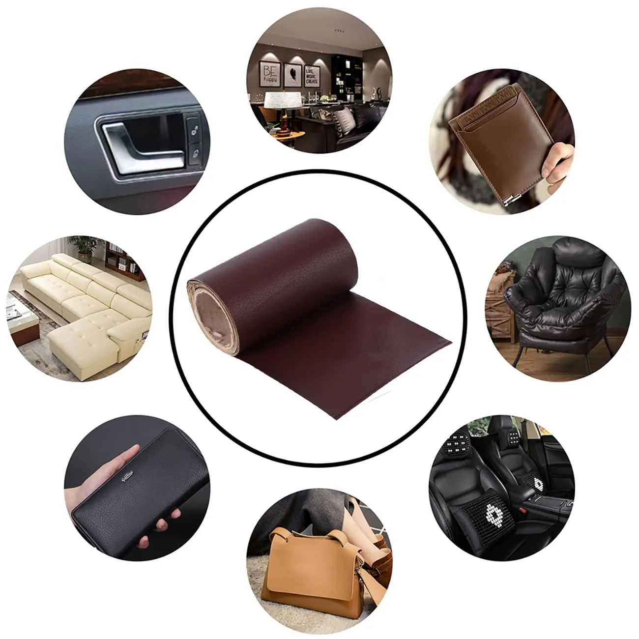 Leather Repair Tape, Brown 79"x17" Oversize Self-Adhesive Patch Cuttable for Car Seat, Sofas, Handbags, Furniture, Drivers Seats Couch, Handbags, Jackets