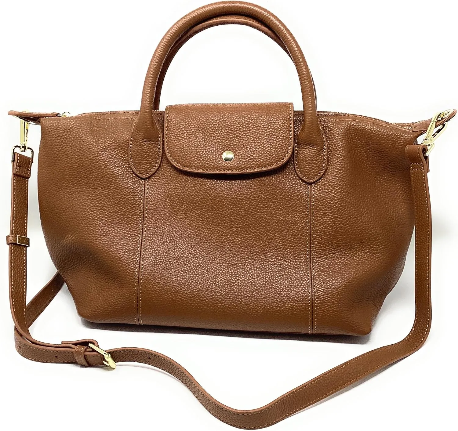 Leather Tote Handbag with Shoulder Strap, Brown, Top Handle Satchel Duffel Handbag Purse