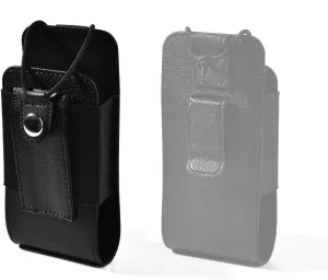 Leather Universal Radio Holster for Duty Belt with Back Clip,Walkie Talkie Pouch Holder for Motorola Baofeng Midland Kenwood Handheld Ham Radio