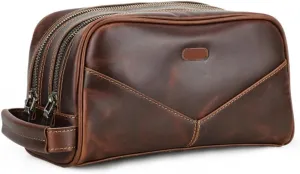 Leisure Leather Handbag, Vintage Multifunctional Toiletries Bag, Storage Bag purse(E)