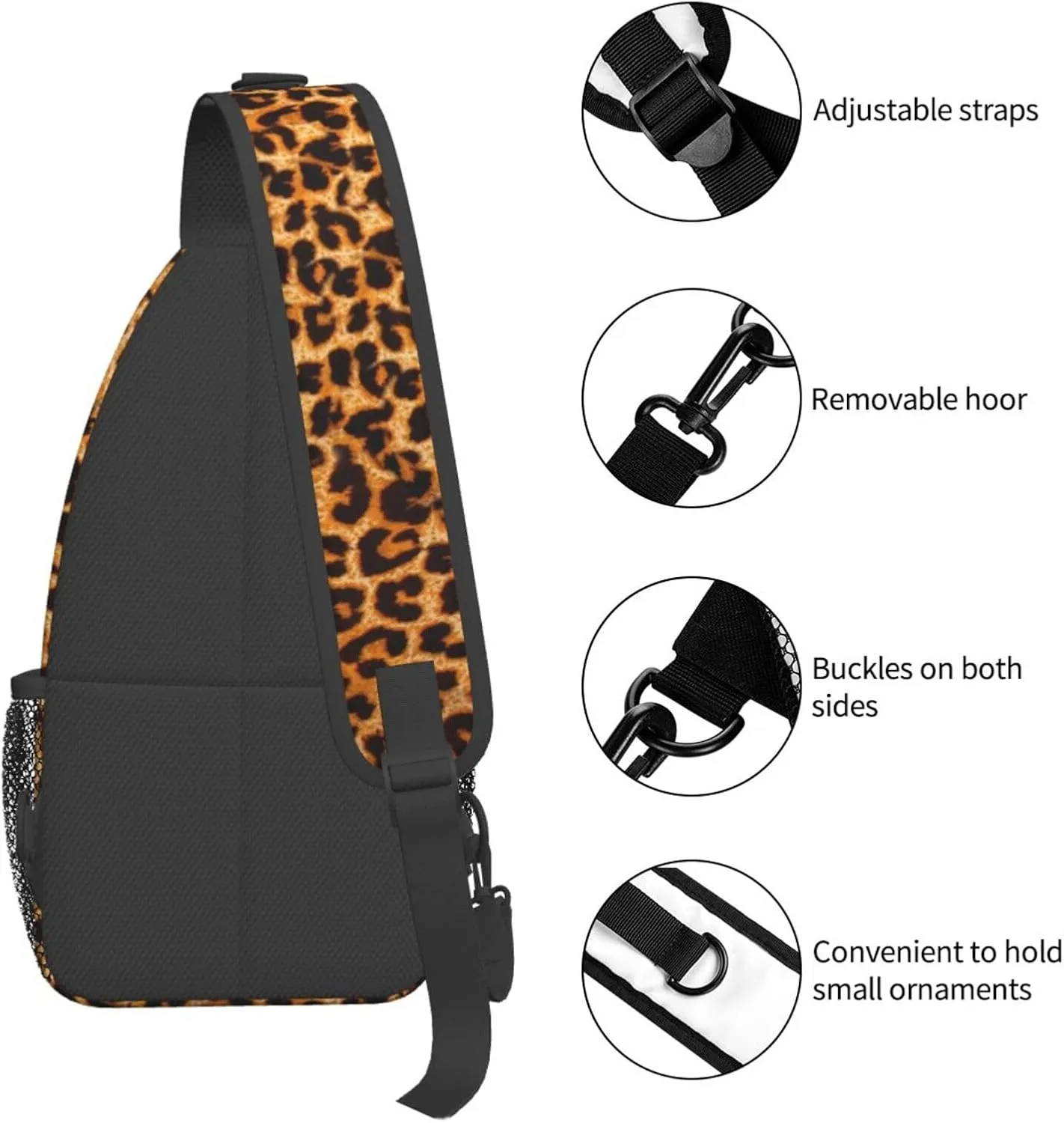 Leopard print Outdoor Crossbody Shoulder Bag For Unisex Young Adult Hiking Bicycling