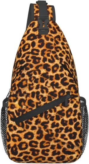 Leopard print Outdoor Crossbody Shoulder Bag For Unisex Young Adult Hiking Bicycling
