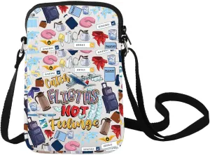 LEVLO Flight Attendant Crossbody Bag Pilot Gift Catch The Flights Not Feelings Shoulder Bag Airplane Traveler Merchandise