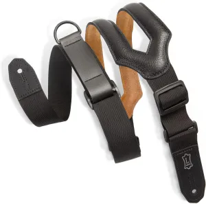 Levy's Leathers Right Height Guitar Strap with Patented RipChord Quick Adjustment Technology, 3" Wide Ergonomic Padded Leather - Black (MRHSS-BLK)