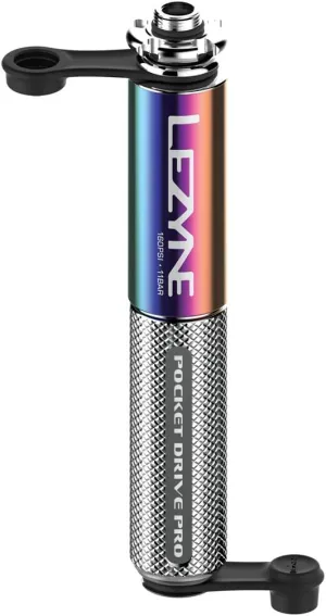 LEZYNE Pocket Drive Pro Mini Bicycle Hand Pump, High Pressure 160 PSI, Presta & Schrader with Valve Core Tool, Alloy Bracket Mount, Grip Textured, Easy to Use Bike Tire Pump