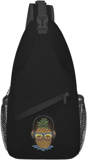 Listen To The Music Of The Pineapple Head Crossbody Bags For Women Men Chest Backpack Gym Shoulder Bag Travel Outdoor Sports Casual Crossbody Bags