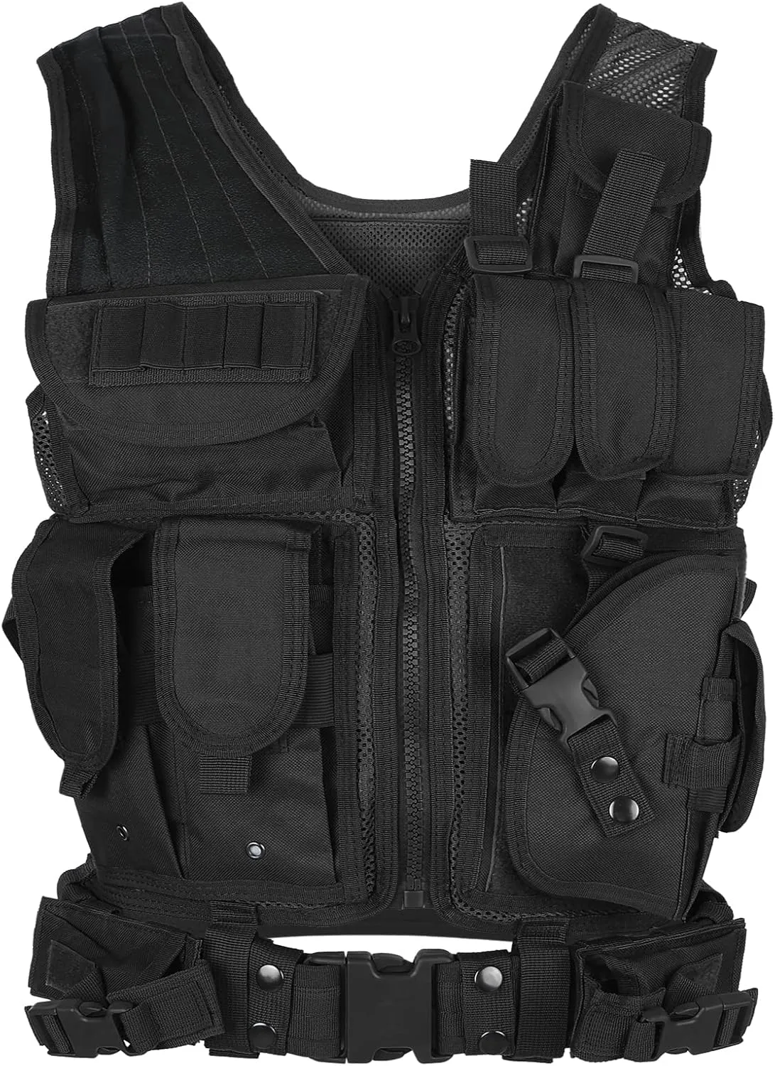 Lixada Tactical Vest Lightweight Breathable Polyester Sports Vest Outdoor Training Vest Adjustable for Adults