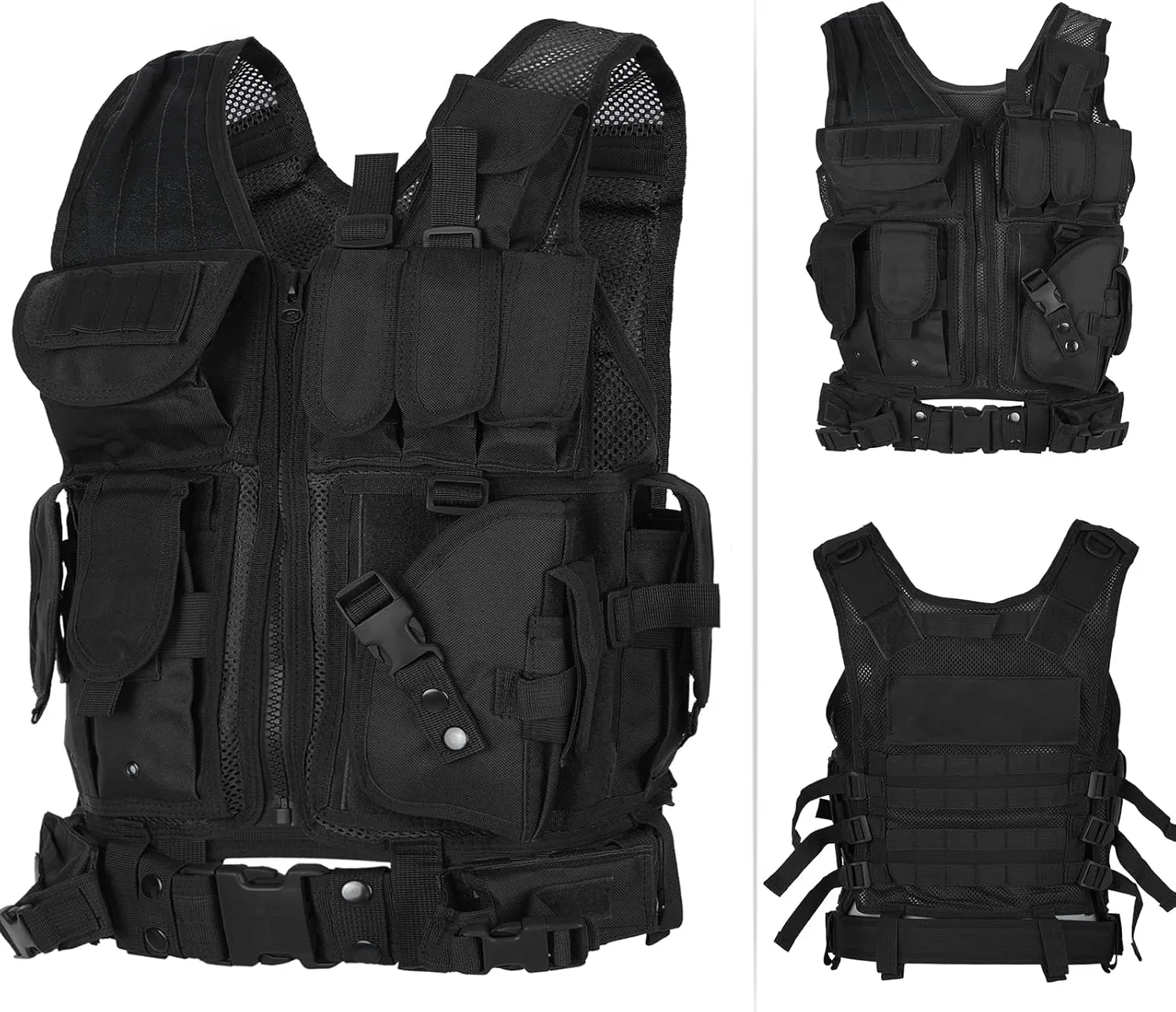 Lixada Tactical Vest Lightweight Breathable Polyester Sports Vest Outdoor Training Vest Adjustable for Adults