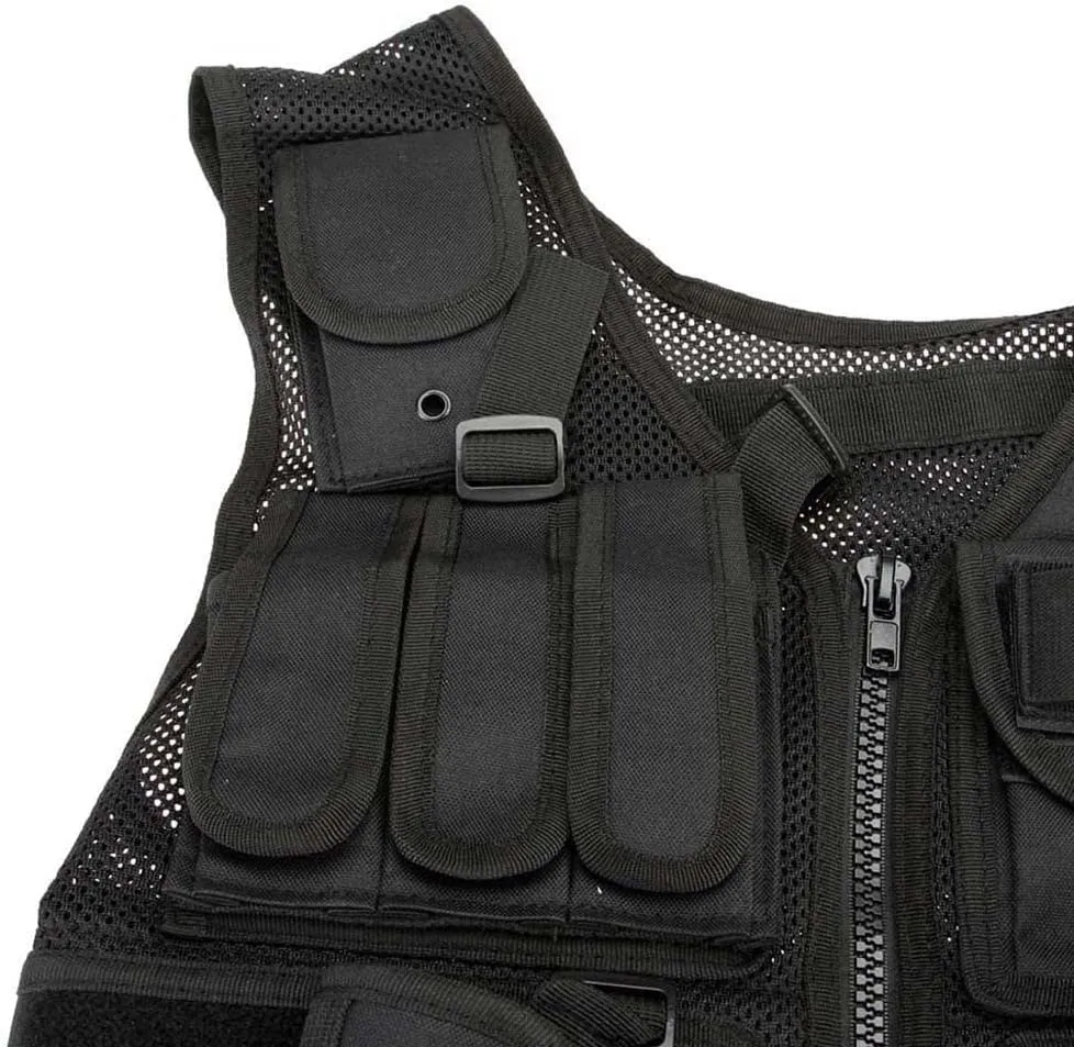 Lixada Tactical Vest Lightweight Breathable Polyester Sports Vest Outdoor Training Vest Adjustable for Adults