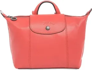 Longchamp Women's Le Pliage Mini Leather Top Handle Crossbody Bag, Terracotta