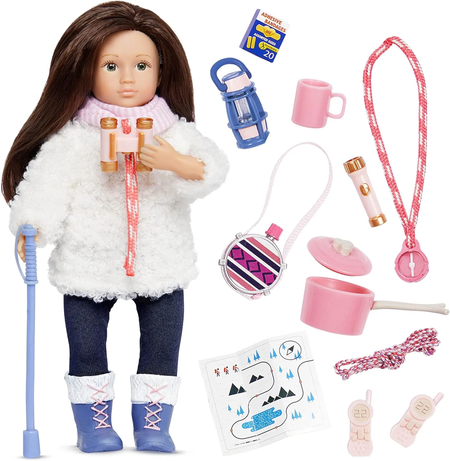Lori Dolls – Farah’s Hiking Set – Mini Doll & Hiking Accessories – Clothes & Accessories for 6-inch Dolls – Boots, Flashlight, Map & More – Toys for Kids – 3 Years  
