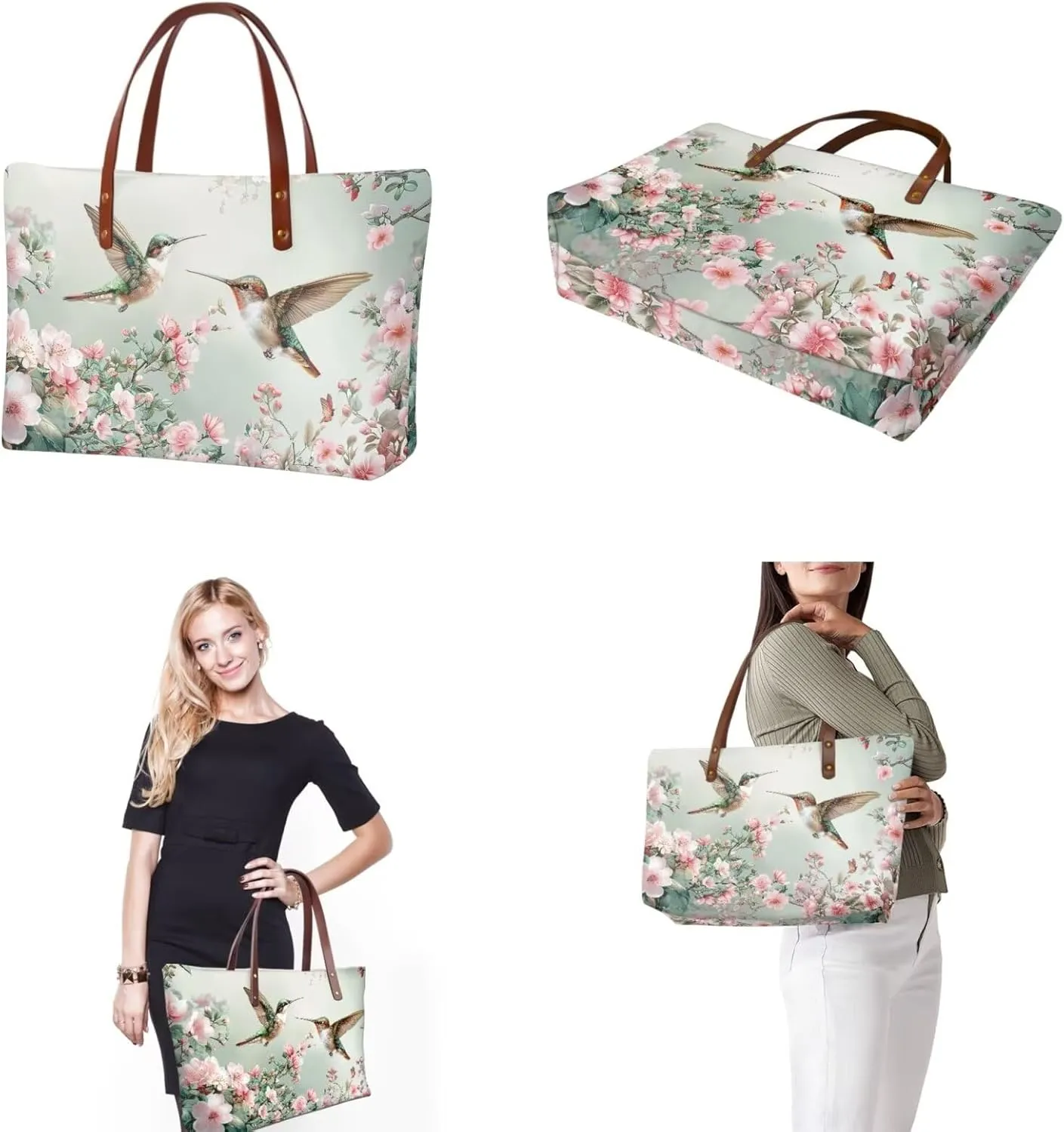 Lotusorchid 2 Pcs Large Tote Handbag with PU Wallet, Women Hand bags Purses, Top Handle Bag Satchel Shoulder Bag