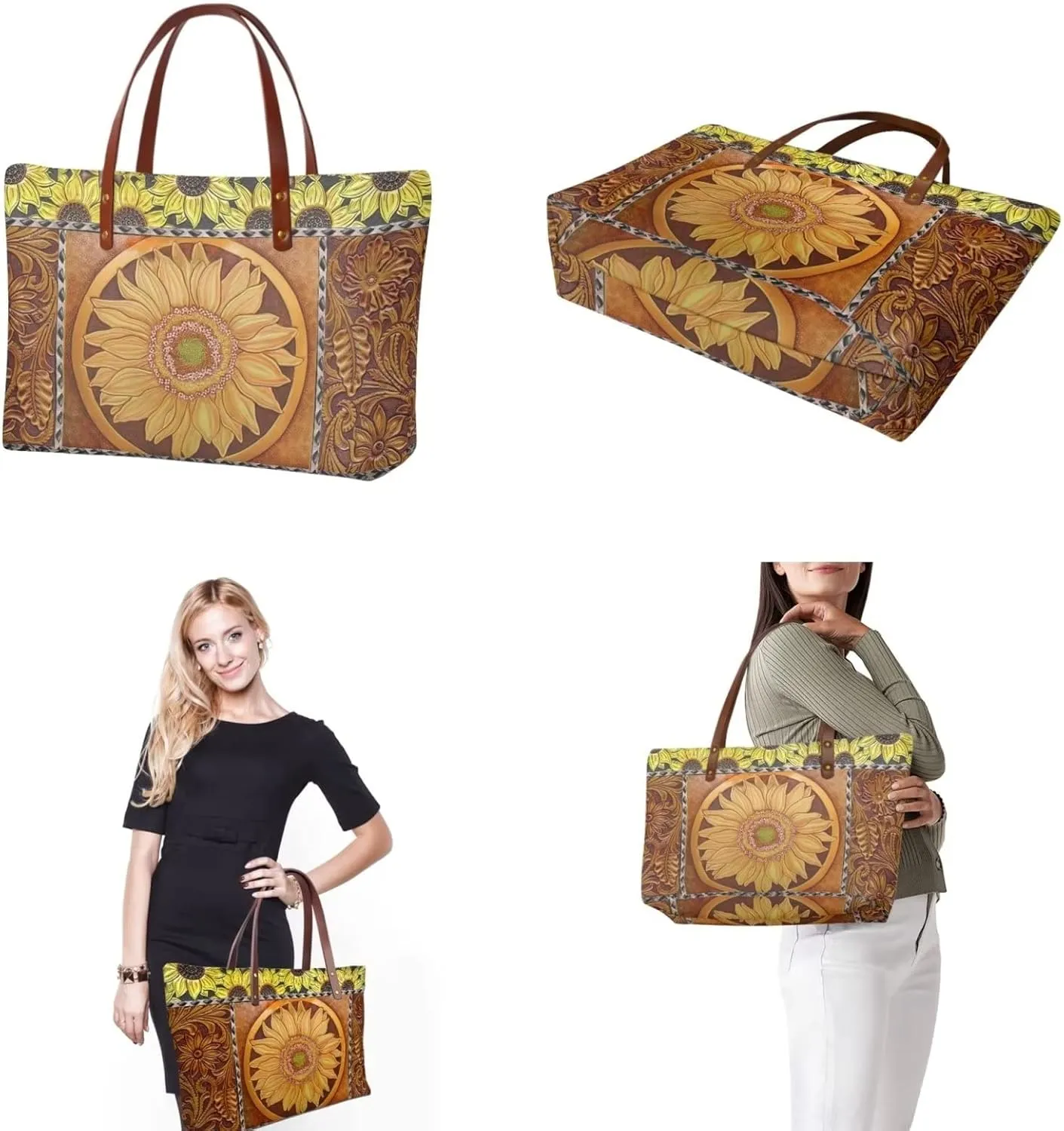 Lotusorchid 2 Pcs Large Tote Handbag with PU Wallet, Women Hand bags Purses, Top Handle Bag Satchel Shoulder Bag