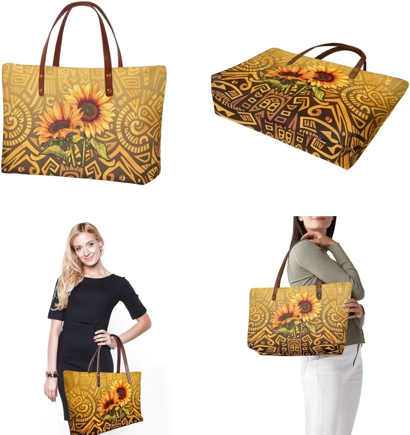 Lotusorchid 2 Pcs Large Tote Handbag with PU Wallet, Women Hand bags Purses, Top Handle Bag Satchel Shoulder Bag