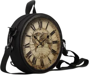 Lotusorchid Clock Print Round Crossbody Purse for Women Circle Bag Small Round Shoulder Purse (Not Real Clock)
