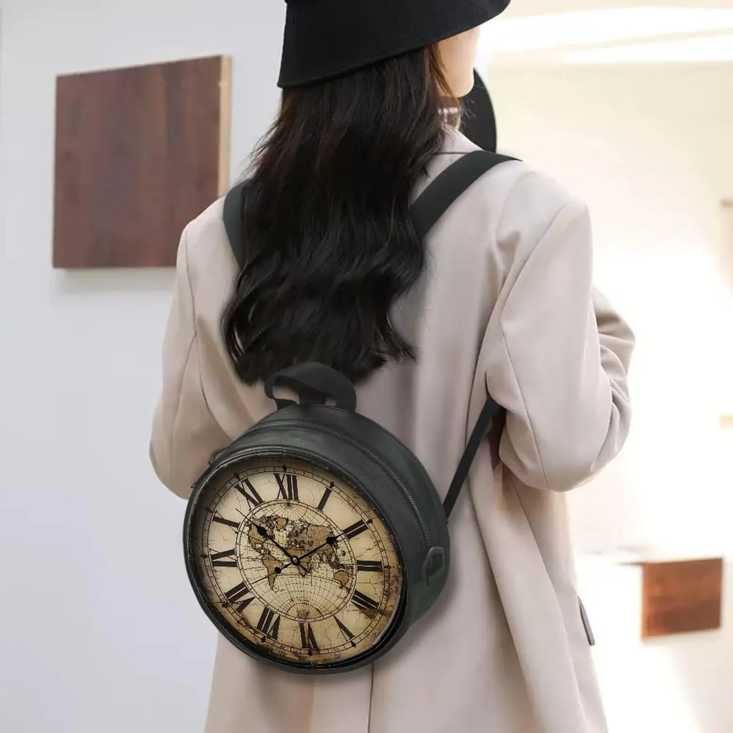 Lotusorchid Clock Print Round Crossbody Purse for Women Circle Bag Small Round Shoulder Purse (Not Real Clock)