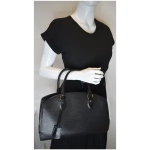 LOUIS VUITTON Pont Neuf PM Epi Leather Satchel Bag Black