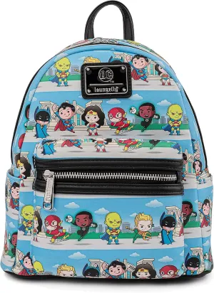 Loungefly DC Comics Superheroes Chibi Lineup Womens Double Strap Shoulder Bag Purse