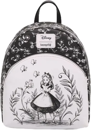Loungefly Disney Alice In Wonderland Black & White Mini Backpack BLACK NONE