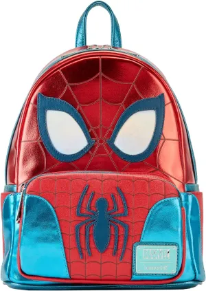 Loungefly Marvel Shine Spider-Man Mini Backpack | Red & Blue Spiderman Bag
