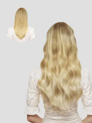 Loveline Clip in Hair Extensions Real Human Hair, 100% Remy Human Hair Extensions Clip Ins for Women, 7Pcs 20Inch 120g, Ash Blonde to Platinum Blonde