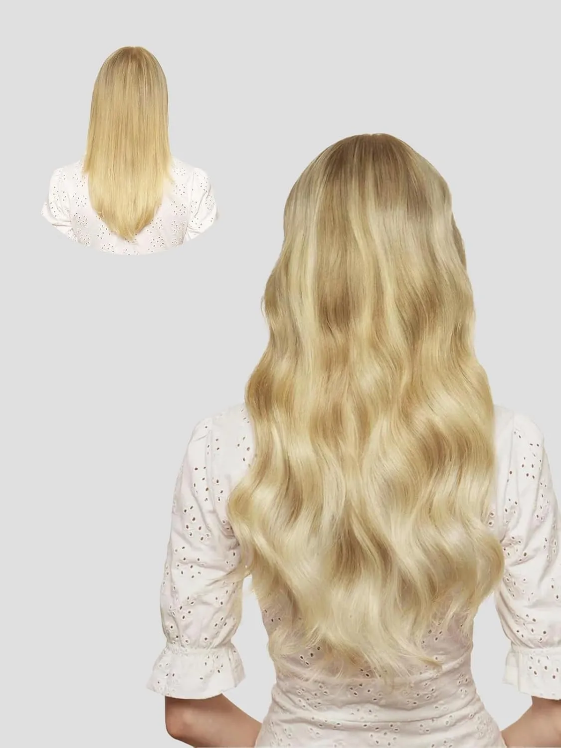 Loveline Clip in Hair Extensions Real Human Hair, 100% Remy Human Hair Extensions Clip Ins for Women, 7Pcs 20Inch 120g, Ash Blonde to Platinum Blonde