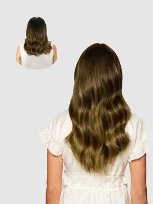 Loveline Clip in Hair Extensions Real Human Hair, 100% Remy Human Hair Extensions Clip Ins for Women, 7Pcs 20Inch 120g, Balayage Dark Brown Mixed Chestnut Brown