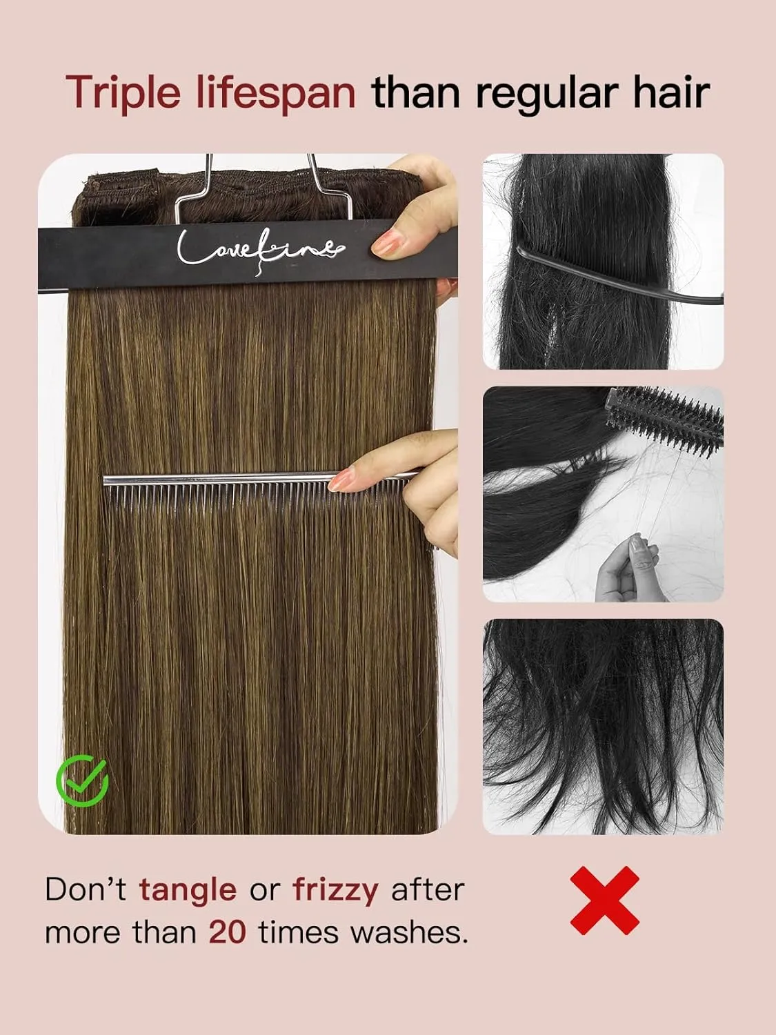 Loveline Clip in Hair Extensions Real Human Hair, 100% Remy Human Hair Extensions Clip Ins for Women, 7Pcs 20Inch 120g, Balayage Dark Brown Mixed Chestnut Brown