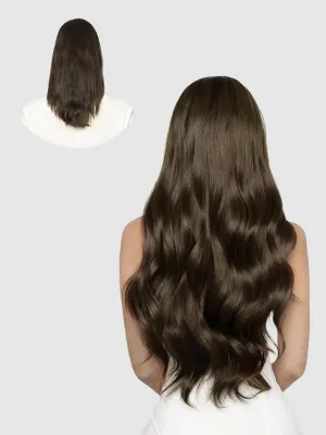 LOVELINE Clip in Hair Extensions Real Human Hair, 100% Remy Human Hair Extensions Clip Ins for Women, 7Pcs 20Inch 120g, Dark Brown