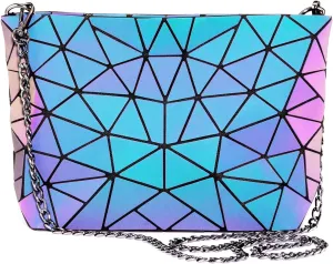 LOVEVOOK Geometric Luminous Purses and Handbags for Women Holographic Reflective Crossbody Bag Wallet