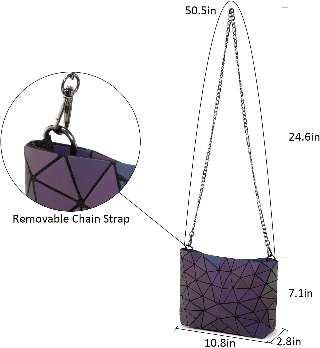 LOVEVOOK Geometric Luminous Purses and Handbags for Women Holographic Reflective Crossbody Bag Wallet