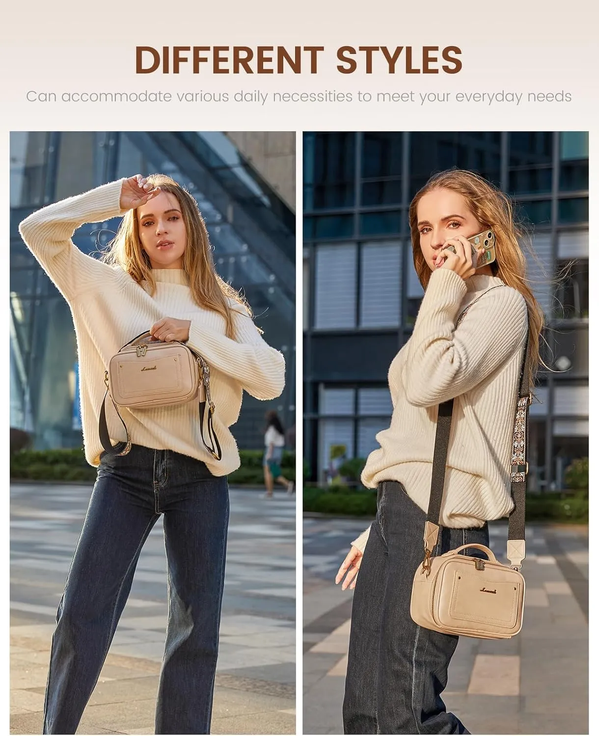 LOVEVOOK Small Crossbody Bags for Women, Vintage Leather Purse for Gift, Shoulder Handbags with Top Handle, Wide Strap