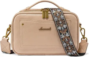 LOVEVOOK Small Crossbody Bags for Women, Vintage Leather Purse for Gift, Shoulder Handbags with Top Handle, Wide Strap