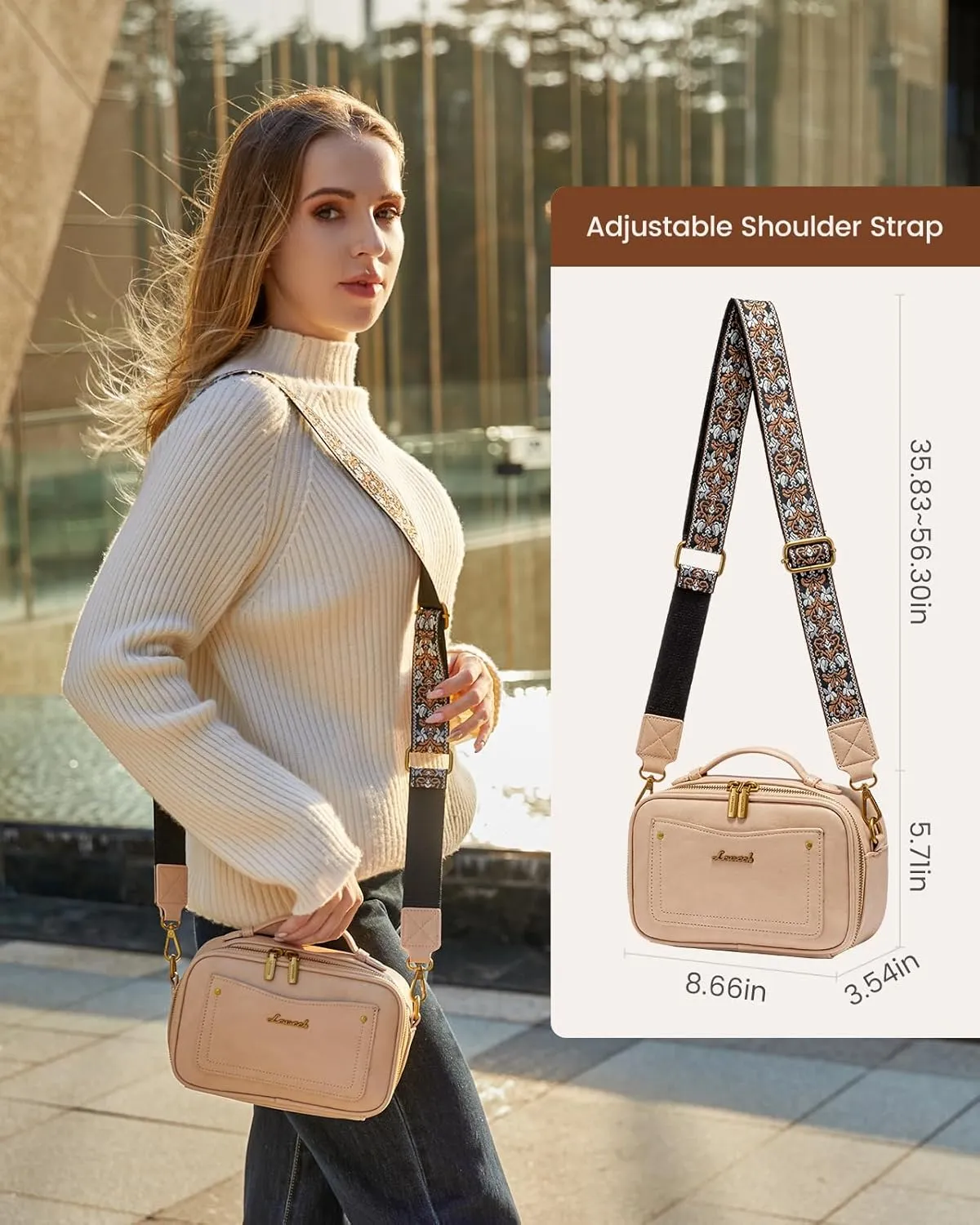 LOVEVOOK Small Crossbody Bags for Women, Vintage Leather Purse for Gift, Shoulder Handbags with Top Handle, Wide Strap