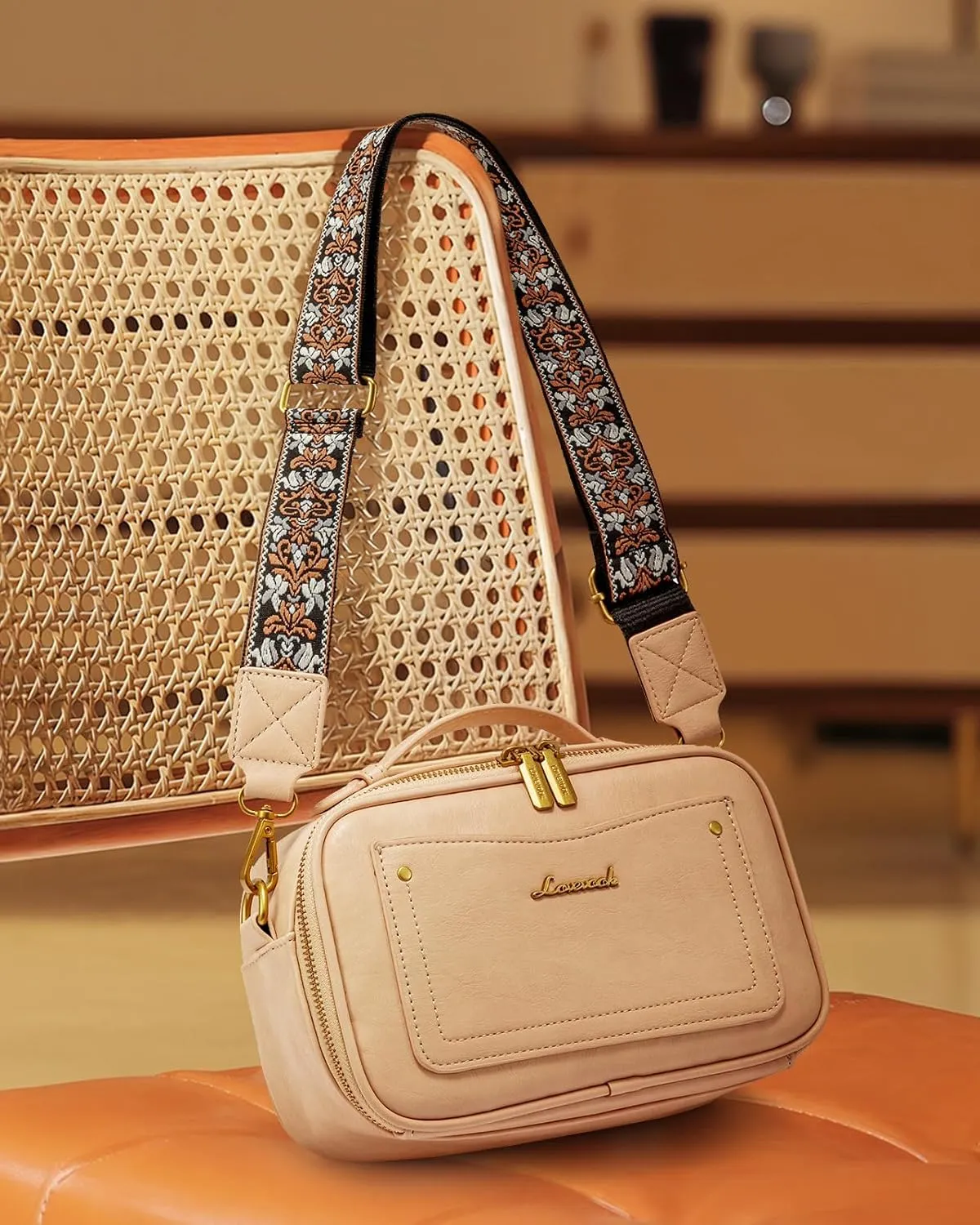 LOVEVOOK Small Crossbody Bags for Women, Vintage Leather Purse for Gift, Shoulder Handbags with Top Handle, Wide Strap