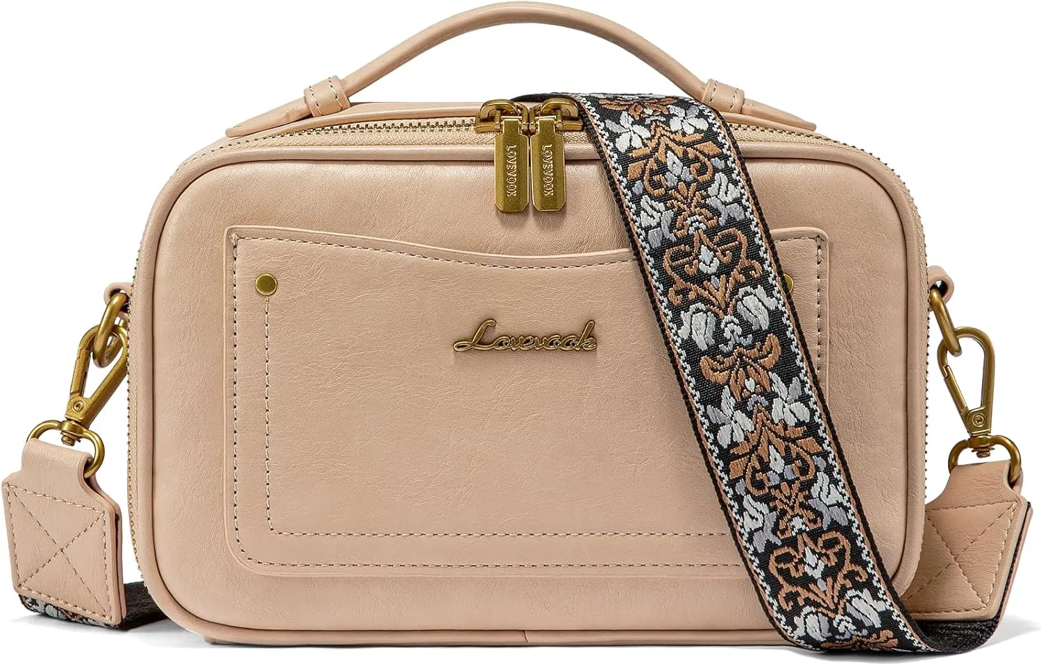 LOVEVOOK Small Crossbody Bags for Women, Vintage Leather Purse for Gift, Shoulder Handbags with Top Handle, Wide Strap