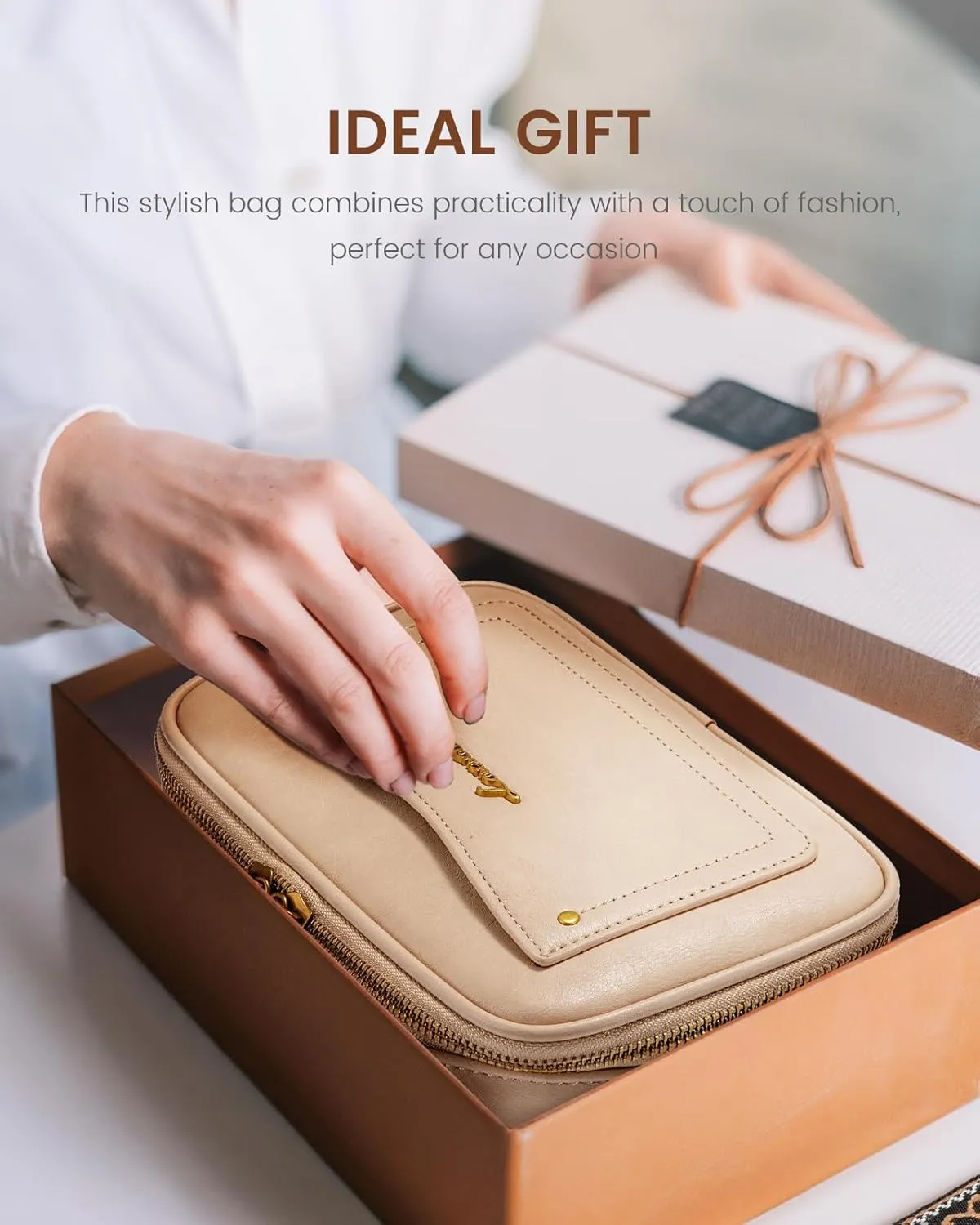 LOVEVOOK Small Crossbody Bags for Women, Vintage Leather Purse for Gift, Shoulder Handbags with Top Handle, Wide Strap