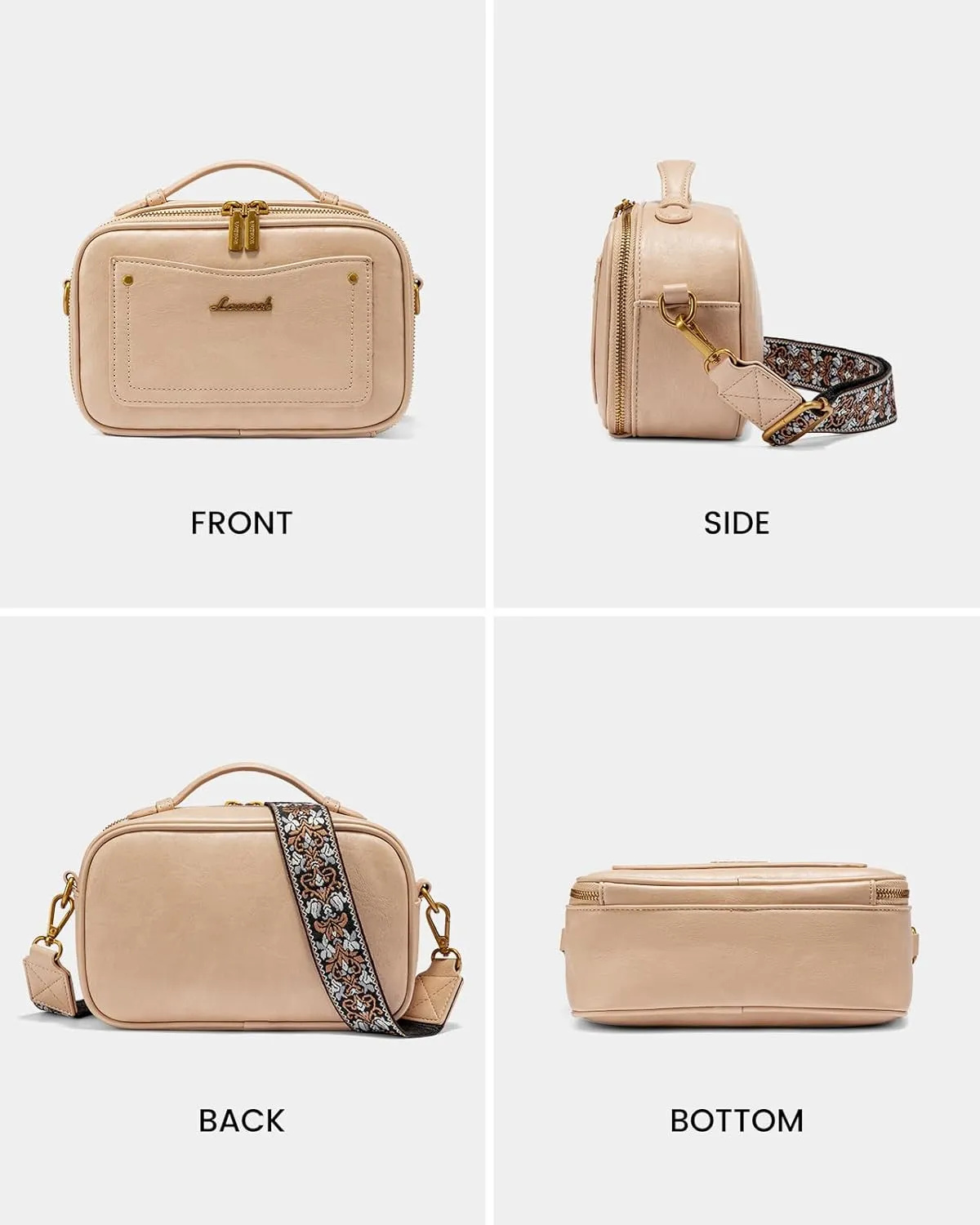 LOVEVOOK Small Crossbody Bags for Women, Vintage Leather Purse for Gift, Shoulder Handbags with Top Handle, Wide Strap