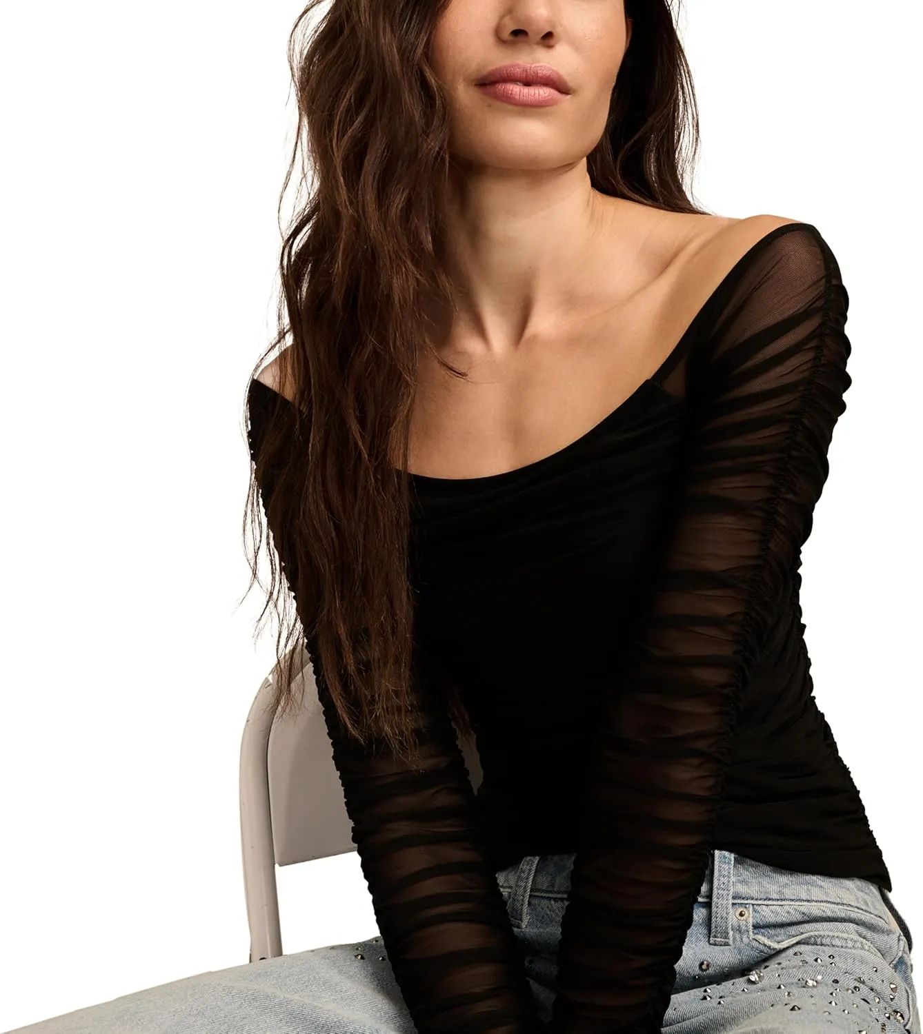 Lucky Brand Women's Ruched Squareneck Top